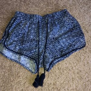 blue floral print shorts